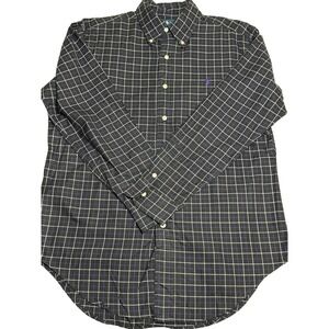 Ralph‎ Lauren Black White Check long sleeve button front Classic fit Size Medium